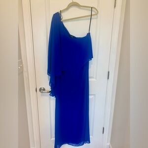 Laundry by Shellli Segal size 14, one shoulder gown. Sapphire blue